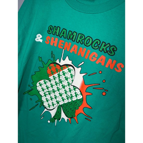 Bayside UAW Union Shamrocks Shenanigans Green Graphic T-Shirt Mens 3XL USA Made - Picture 2 of 5